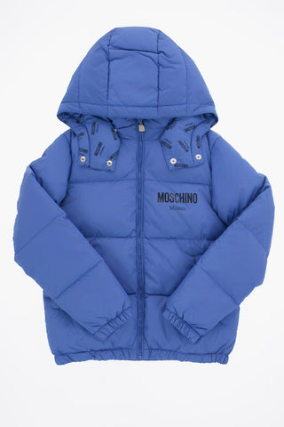 Logo Printed Hooded Down Jacket
