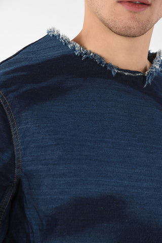 Frayed Hem PHOTOGRAPHIC Denim Shirt