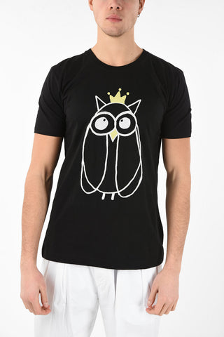 Owl Printed Crew-Neck T-Shirt 