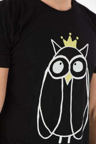 Owl Printed Crew-Neck T-Shirt 