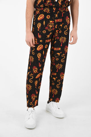 Printed PARADISIUM Joggers with Elastic Waist Band