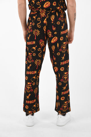 Printed PARADISIUM Joggers with Elastic Waist Band