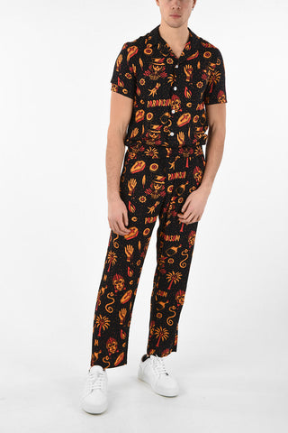 Printed PARADISIUM Joggers with Elastic Waist Band