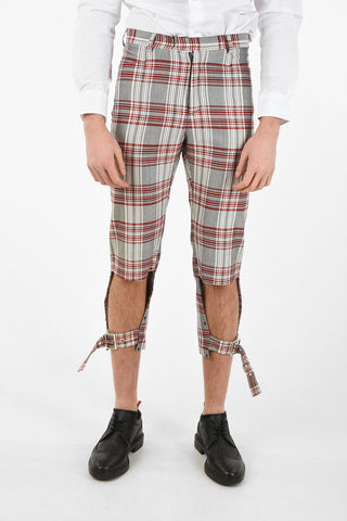 High Waist District Check Cropped Pants