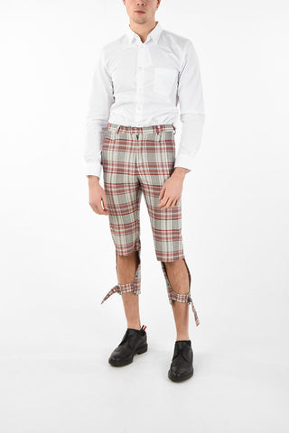 High Waist District Check Cropped Pants