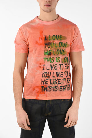 Cotton and Linen Printed LOVE Crew-Neck T-Shirt 