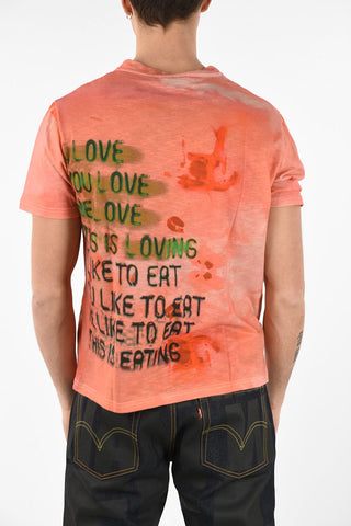 Cotton and Linen Printed LOVE Crew-Neck T-Shirt 