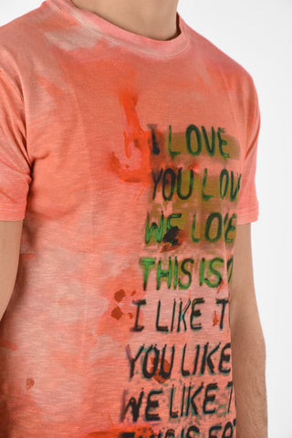 Cotton and Linen Printed LOVE Crew-Neck T-Shirt 