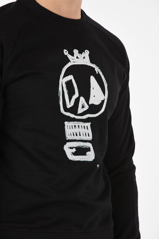 Cotton Skull Printed Crew-Neck Sweatshirt