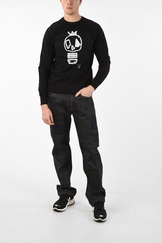 Cotton Skull Printed Crew-Neck Sweatshirt