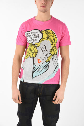 T-shirt in Cotone e Lino Stampa POPART