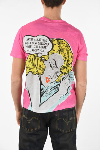 T-shirt in Cotone e Lino Stampa POPART