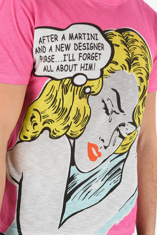 T-shirt in Cotone e Lino Stampa POPART