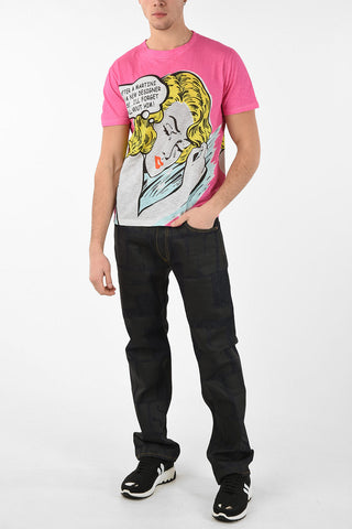 T-shirt in Cotone e Lino Stampa POPART