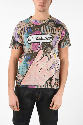 T-shirt in Cotone e Lino Stampa POPART