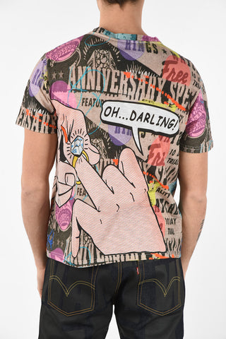 T-shirt in Cotone e Lino Stampa POPART