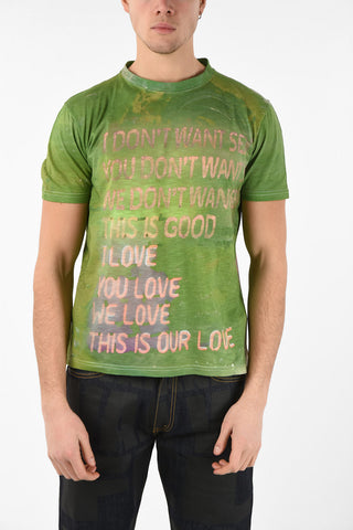 T-Shirt Girocollo DON'T WANT in Cotone e Lino con Stampa