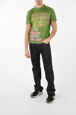 T-Shirt Girocollo DON'T WANT in Cotone e Lino con Stampa