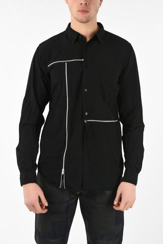 BLACK Shirt with Zip CLosure Details