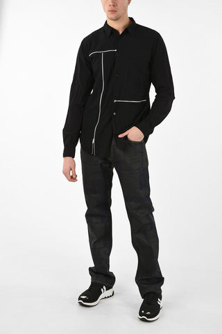BLACK Shirt with Zip CLosure Details