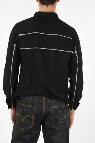 BLACK Classic Collar Shirt with Zip