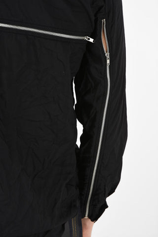 BLACK Classic Collar Shirt with Zip