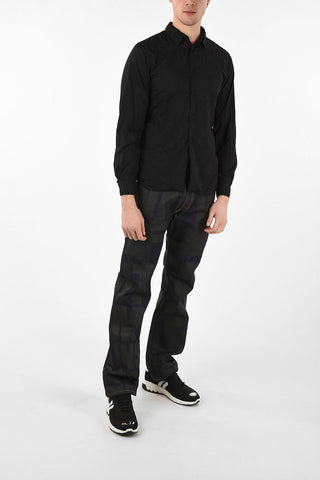 BLACK Classic Collar Shirt with Zip