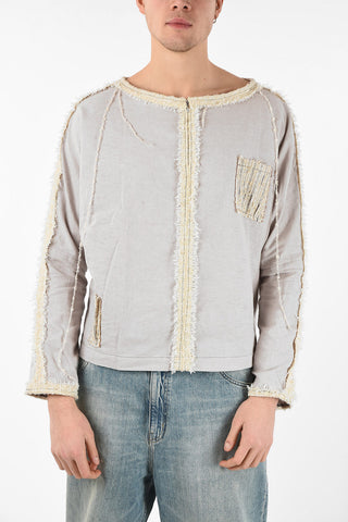 Linen POPLIN Crew-Neck Sweater with Pocket