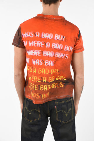 Cotton and Linen Printed WAS Crew-Neck T-Shirt