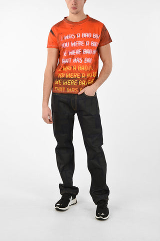 Cotton and Linen Printed WAS Crew-Neck T-Shirt
