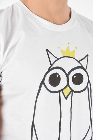 Owl Printed Crew-Neck T-Shirt 
