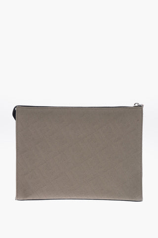 Clutch in Pelle e Canvas Monogram con Tasca Esterna 