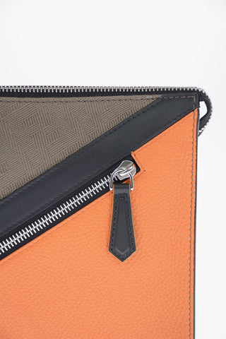 Clutch in Pelle e Canvas Monogram con Tasca Esterna 