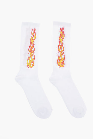 Stretch Cotton Embroidered FLAMES Socks