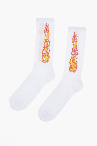 Stretch Cotton Embroidered FLAMES Socks