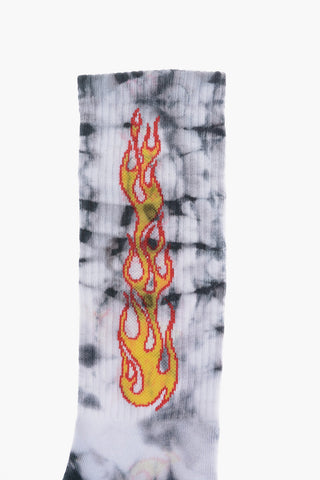 Stretch Cotton Embroidered Tie Dye FLAMES Socks