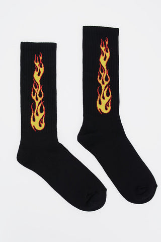Stretch Cotton Embroidered FLAMES Socks