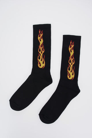 Stretch Cotton Embroidered FLAMES Socks