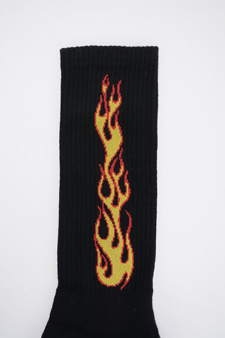 Stretch Cotton Embroidered FLAMES Socks
