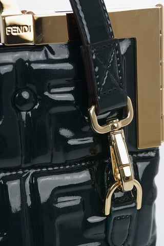 Patent Textile Monogram FLAP SMALL Tote Bag with Removable Shoulder Strap