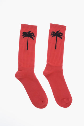 Stretch Cotton Embroidered PALM Socks