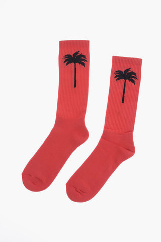 Stretch Cotton Embroidered PALM Socks