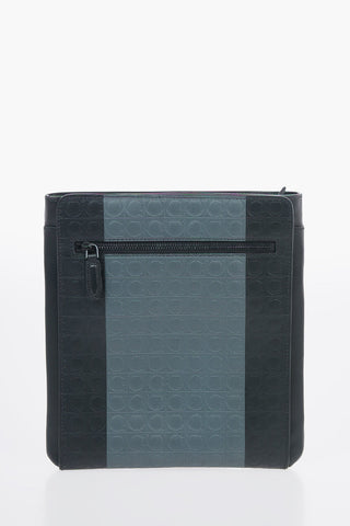 Leather Monogram Crossbody Bag with Magnetic Closure