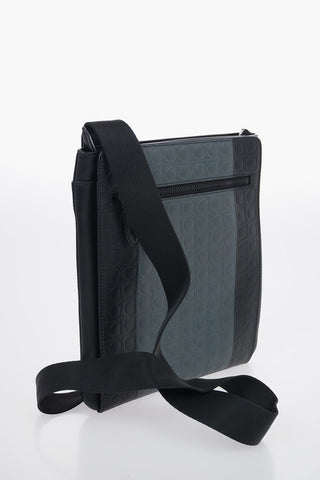 Leather Monogram Crossbody Bag with Magnetic Closure