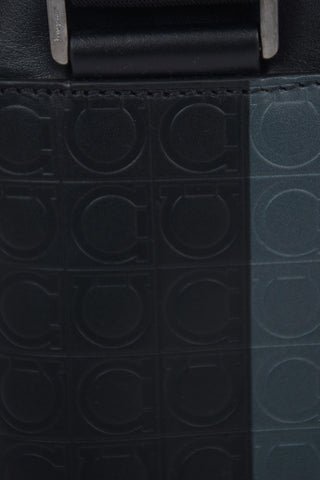 Leather Monogram Crossbody Bag with Magnetic Closure