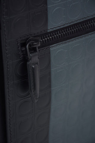 Leather Monogram Crossbody Bag with Magnetic Closure