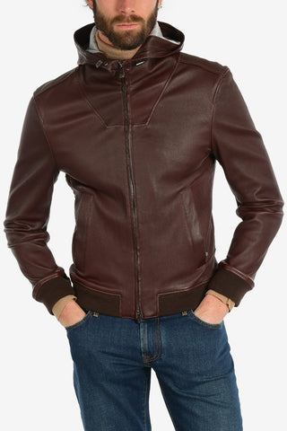 ID STRETCH PLON leather hooded outerwear
