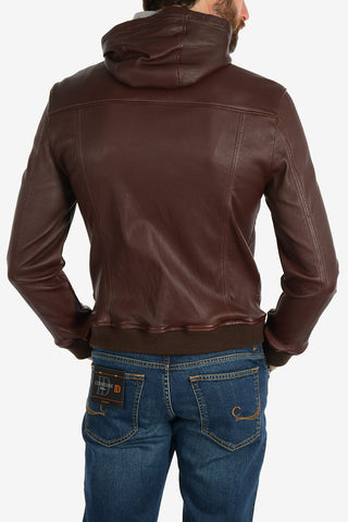 ID STRETCH PLON leather hooded outerwear