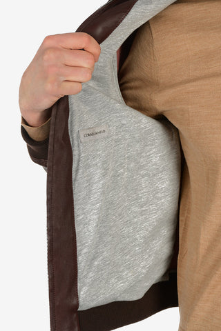 ID STRETCH PLON leather hooded outerwear