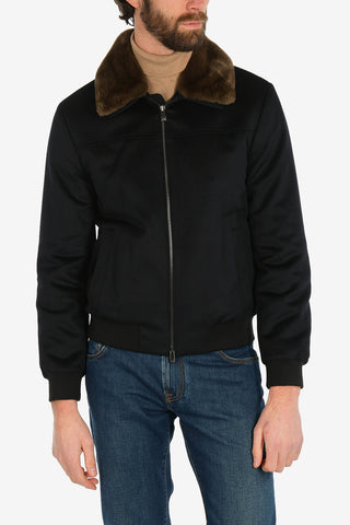 ID fur collar virgin wool outerwear jacket